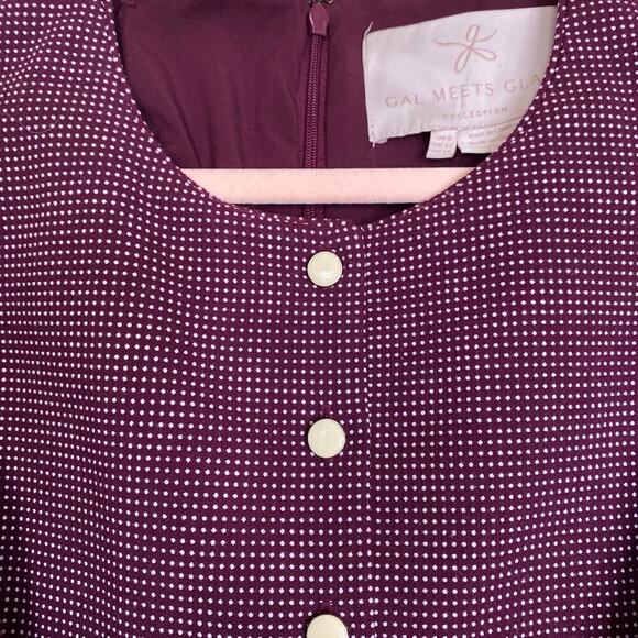 GAL MEETS GLAM Collection Meg Jacquard Dot Dress Wine Red Fit Flare Size 8 Retro - Picture 6 of 9
